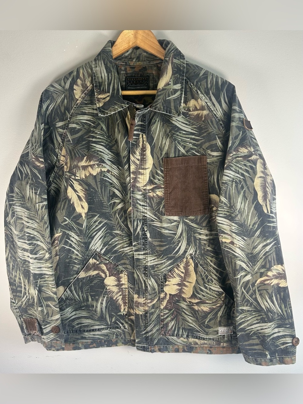 Billabong Garage Collection Men’s Fleck Jacket Sz M Camo Zip Up Corduroy VTG Y2K